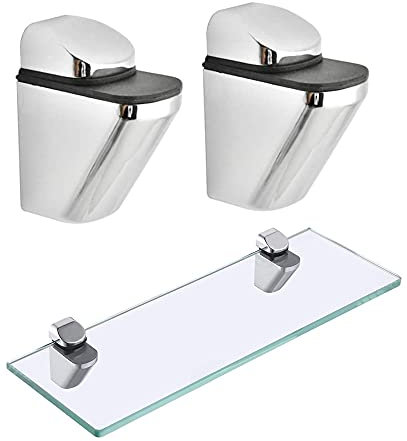 2 Stück verstellbare Regalhalterungen, geeignet für quadratische Spiegel aus Glas, für Arbeitsbank für Zuhause, Hotel und Friseursalon (Abstand 3-20 mm)