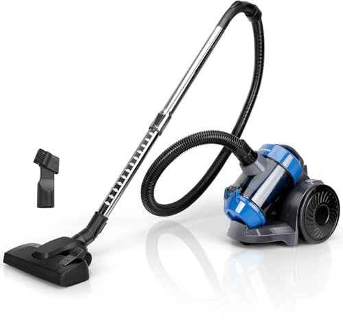 Aigostar Aspirapolvere con Sacco da 700W, Tecnologia Ciclonica. Filtro HEPA ad Alta Efficienza, Spazzola Per Pavimenti E Tappeti 2 In 1, Blu