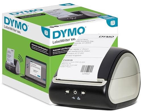 DYMO LabelWriter 5XL Label Printer | Automatic Label Recognition | Label Maker that prints Extra-Wide Shipping Labels from Amazon, Royal Mail & More | Perfect for eCommerce Sellers | UK 3 Pin Plug