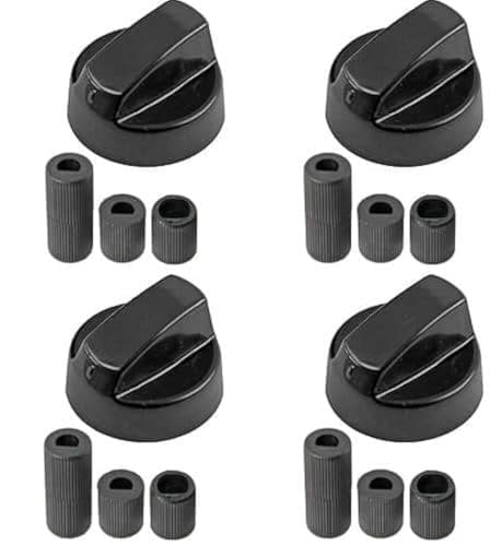CABLEPELADO Manija perillas mando Universal para Horno, Perilla placa de vitrocerámica, Perillas de Cocina, Manija cocina de gas, Incluye adaptadores, 4 cm diámetro, Pack 4 unidades, negro