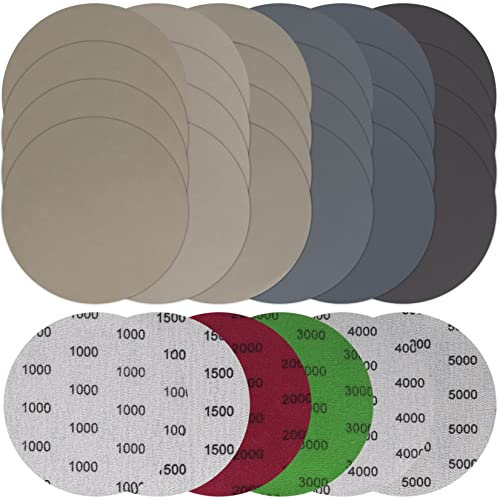 24 Stück Schleifpapier 125mm Klett Runde, Nasse Trockene Schleifscheiben Exzenterschleifer Schleifpapier für Metall Holz - 1000/1500/2000/3000/4000/5000 Grits
