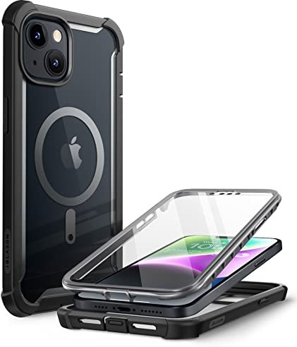 i-Blason Ares for iPhone 14 Plus Case Compatible with MagSafe 6.7 inch (2022 Release), Rugged Bumper Case with Built-in Screen Protector (Black)
