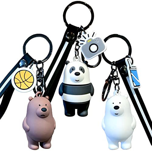 3 Stück We Bare Bears Schlüsselanhänger für Damen,Wopin- Cartoon Anime Schlüsselanhänger Perfektes Geburtstags-geschenk