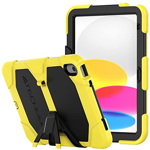TECHGEAR G-SHOCK Case for iPad 11 A16 (11th Gen 2025) & 10.9 (10th Gen 2022), Heavy Duty Rugged Shockproof Protective Screen Protector Case with Stand, For Schools, Builders, Kids, Everyday Use