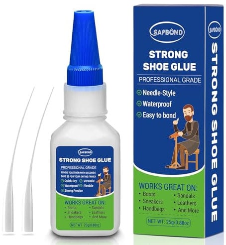 SAPBOND Shoe Glue,Quick Dry Sole Repair Adhesive,Professional Grade Strong Waterproof Clear Repair Glue for Sneakers, Boots,Sandals,Leathers,Handbags and More,25g/0.88oz