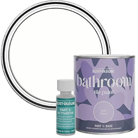 Rust-Oleum White Water-Resistant Bathroom Tile Paint in Matt Finish - Chalk White 750ml