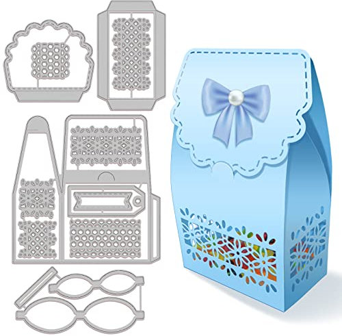 GLOBLELAND 3D Pralinenschachtel Rahmen Stanzformen Metall Geburtstag Geschenkbox Rahmen Stanzschnitte Prägeschablonen Vorlage für die Papierkartenherstellung Dekoration DIY Scrapbooking