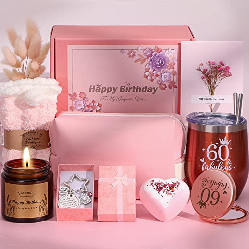 60th Birthday Gifts for Women, Personalised Birthday Hampers for Women Turning 60, Funny 60 Year Old Pamper Gift Basket for Best Friend, Mum, Sister, Wife, Auntie, Ladies 60th Birth day Presents Ideas