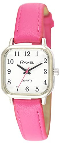Ravel - Montre Carrée Brighter Days pour Femmes, Ton Argenté - Quartz analogique - R0141.05.2 - Rose Fuchsia