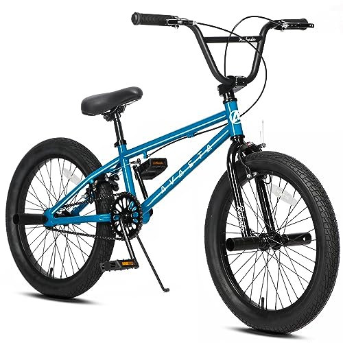 AVASTA 20 Zoll Freestyle Jugend BMX Fahrrad Kinderfahrrad für 6 7 8 9 10 11 12 13 14 Jahre alt Jungen Mädchen Junge Erwachsene und Anfänger-Level-Fahrer mit 4 Peg, Blau