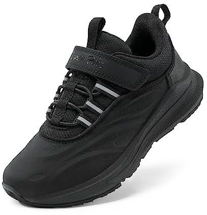 DREAM PAIRS Unsex Kinder Sneaker verschleißfest Wasserfest Turnschuhe Mädchen Jungen Sportschuhe mit Klettverschluss Laufschuhe,Size 30,Alles Schwarz,SDRS2335K