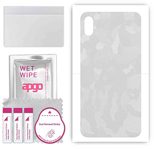 apgo Rückseite Schutzfolie, Skin, kompatibel mit Apple iPhone XS Max, Hinten Displayschutzfolie aus Vinylfolie, Kratzfest, einfache Montage - Weißes Tarnmuster