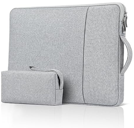 jooeer 14 Zoll Laptop Hülle Tasche für MacBook Pro M3/M2/M1 2023-2021 Chromebook Notebook 14, Wasserdicht PC Schutzhülle Stoßfest Gepolstert Sleeve mit Griff Zubehörtasche, Grau