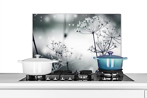 KitchenYeah© Küchenrückwand Platte Spritzschutz Küche Deko Aluminium Platte Wandschutz Küchen Zubehör WandverkleidungBlumen - Natur - Schwarz und weiß - Fotografie - 60x40 cm
