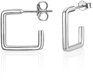 Ohrringe Silber 925 Creolen für Damen, Kleine Geometrische Creolen Viereckig Silber Ohrringe für Frauen Mädchen Schmuck Geschenke