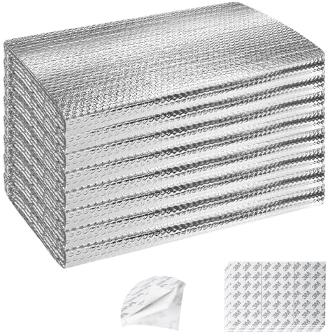 Kit d'isolation thermique pour porte de garage - Lot de 8 panneaux d'isolation thermique à double bulle - 6 mm x 137,2 cm - Feuille d'aluminium réfléchissante pour été/hiver avec 120 rubans adhésifs
