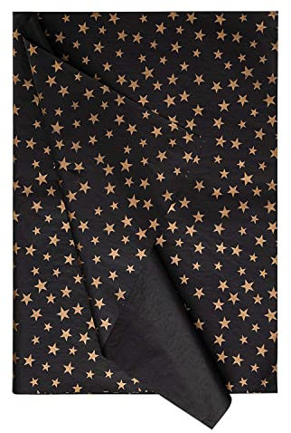 Schwarz und Golden Stern Seidenpapier Geschenkpapier - 50x70 cm - 20 Blatt
