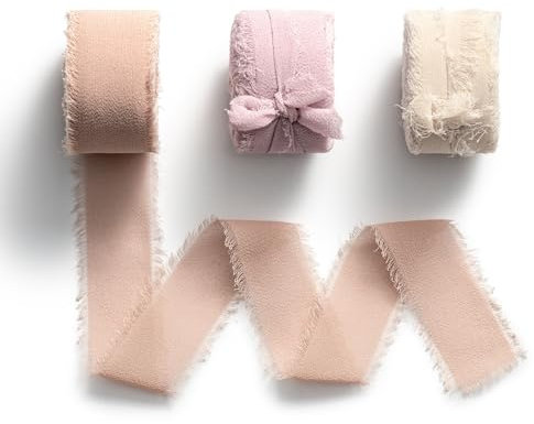 MORSUNBELA Geschenkband Chiffon Schleifenband zum Verpacken Stoffband 25mm Chiffonband Hochzeit Dekoband Seidenband für Valentinstag