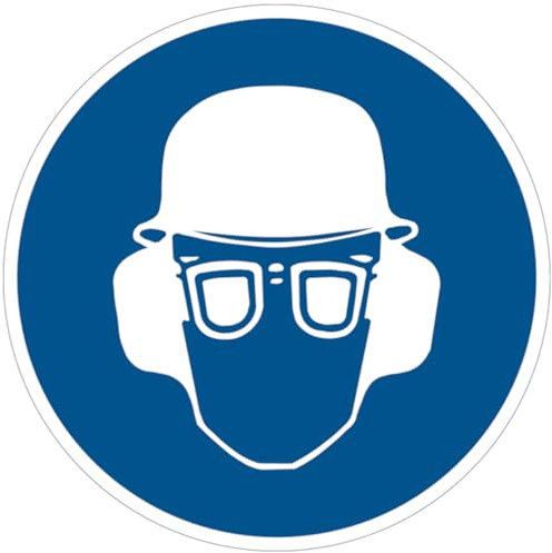 Dreifke® Kunststoff-Schild Kopf-, Gehör- und Augenschutz benutzen, Ø20cm, 1 Stück, Praxisbewährtes Gebotszeichen