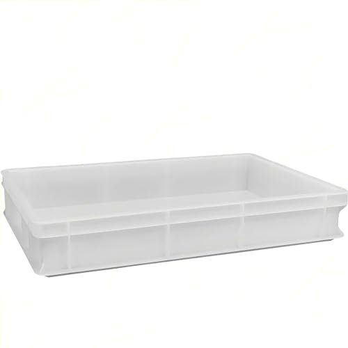 Sicignano | Vaschetta Cassetta Service per Impasti 60x40x10h cm con Fondo e Pareti Chiuse, Capacità 19 litri, Impilabile, Bianco, Polietilene Alimentare Lavabile in Lavastoviglie