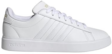 adidas Grand Court Women Sneaker Trainer Schuhe (White/White/Gold, EU Schuhgrößensystem, Erwachsene, Numerisch, M, 38)