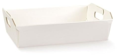 40X30X12 cm Cesto Vassoio per Bomboniere | CON MANIGLIE IDEALE PER TRASPORTO SACCHETTI E BOMBONIERA (Fibra Bianco)