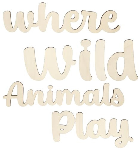 Spielzimmer-Wanddekoration, Where Wild Animals Play Schild Kinderzimmer-Wandkunst aus Holz für Kinder Schlafzimmerdekoration für Jungen Mädchen Zuhause Kindergarten