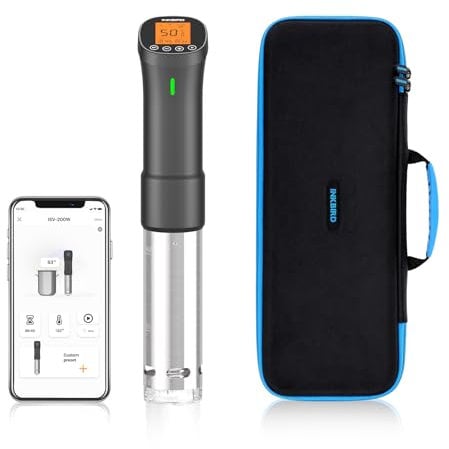 INKBIRD ISV-200W Thermoplongeur Chauffe eau + Boîte de Rangement | Set de WiFi Cuisson Sous Vide avec Étuis en Rigide et PVC pour le Voyage et le Stockage