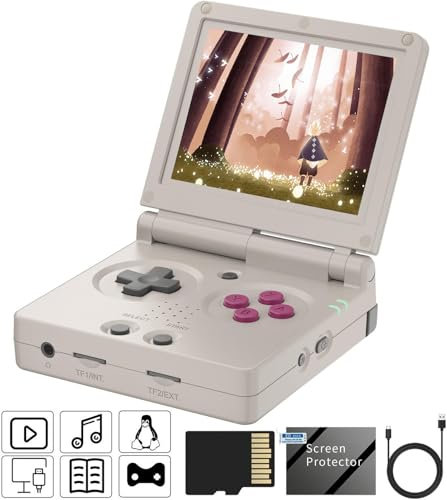 ANBERNIC RG35XXSP - Consola de Juegos portátil con Pantalla IPS 3,5 3300mAh Clamshell Retro Sistema de Solapa (Plata)