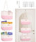 Autumnlife 3-Tier Over Door Storage Organiser, Woven Rope Hanging Door Organiser Wall Hanging Organiser Storage Cotton Fabric Back of Door Storage for Nursery, Bedroom, Bathroom - Pink