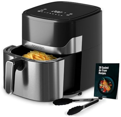 Noaton, Freidora de Aire 6,2 L, Air Fryer sin Aceite, 8 Funciones Preestablecidas, Pantalla Táctil, Regulación de Temperatura y Tiempo, 1600 W, Apagado Automático, Recetario y pinzas de cocina