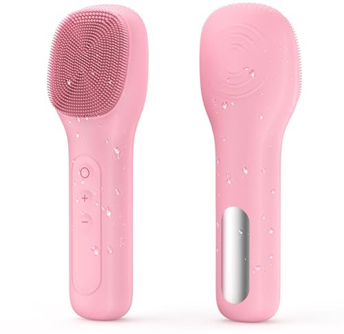 Brosse Nettoyante Visage Électrique IPX7 Étanche Silicone Rotative pour Nettoyer Le Visage en Profondeur pour L'Acné, les Points Noirs, la Peau Morte (Rose)