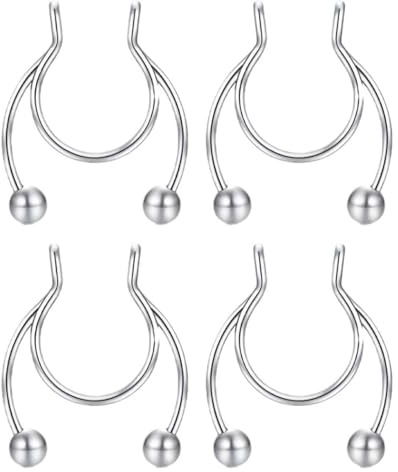 CENPEK 4 Stück falsche Ohrringe zum Durchstechen, künstliches Septum, Nasenpiercing, nicht durchstochene Ohrringe für Frauen und Männer, Lippenpiercingringe