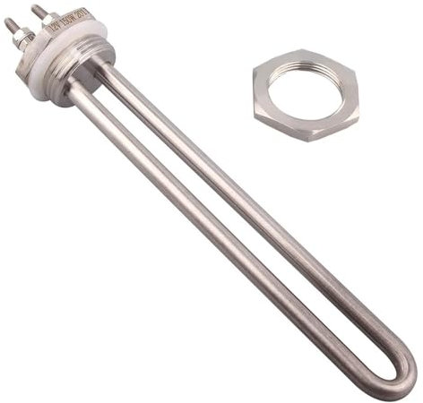 1pc 12v Heating Element DC Solar Resistance U Shape DN25 Electric Immersion Water Element Tubular Boiler Heater 100w 150w 200w(With locknut,200w)