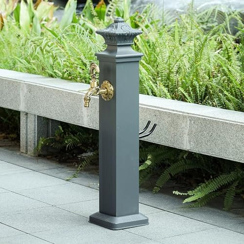 Colonna d'acqua verticale da giardino in acciaio inossidabile, supporto per tubo autoportante con rubinetto antigelo, erogatore d'acqua per esterni, fontana decorativa per cortile (grande)