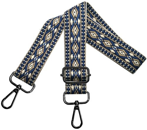 Verstellbarer Schultergurt für Taschen Damen Tragegurt, Taschengurte zum Wechseln, Taschengurt Breit 3.8cm mit Schwarz Karabiner, Schulterriemen für Schultertasche Handtaschen, Blau, N32