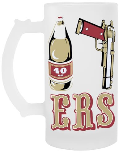 Jinbetee Cool Mens Black 49ers 40 Oz 9mm Transparenter Bierglas-Trinkbecher Mit Griff