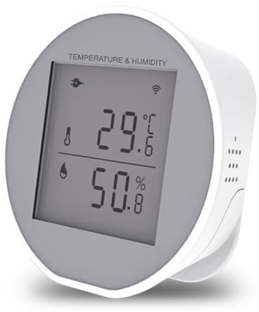 Eighosee Sensor de Temperatura y Humedad Tuya Wifi, Termómetro e Higrómetro para Interiores, Detector con Aplicación Smart Life, Alimentado por Batería o USB