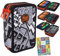 Goldkids - Federmäppchen 3 Fächer - Mäppchen für Mädchen und Jungen - Federmappe 3-Fach Federtasche Gefüllte Schüleretui Schulmäppchen und Hausaufgabenheft - Grey Ball Motiv