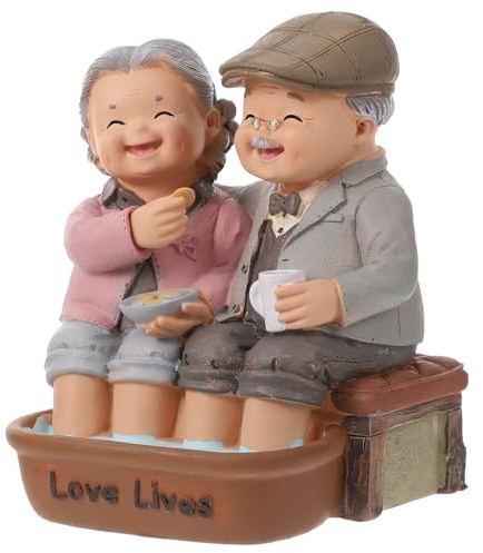 Alipis Married Couple Resin Figurine Elderly Couple Statue Decor for Wedding Anniversary Valentine S Day Home Display and Micro Landscape 3.94 X 3.94 X 4.72 in 1 Set