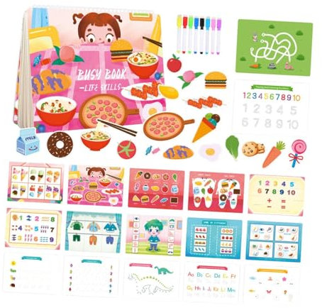 Amagogo Kleinkinder Aufkleber Buch Early Education Stille Buch Lernmaterial Interaktives Lernwerkzeug Malvorlagen für Die Reise Road, Lebensthema