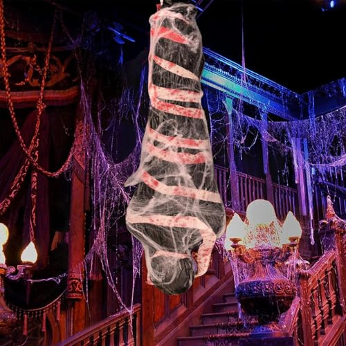 CGVG Halloween Gefälschte Leiche mit Leichensack Aufblasbare Hängende Leiche Lebensgroß Tote Opfer Requisiten Deko Halloween Horror Deko für Outdoor Garten Spukhaus (Schwarz-2)