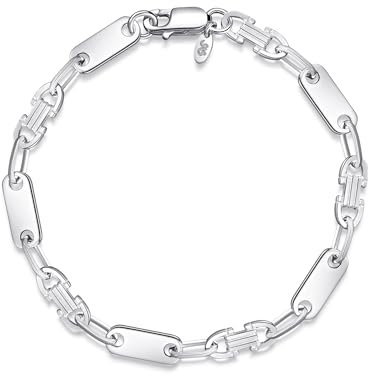 Silberketten Store DEIN SCHMUCK ONLINE SHOP Plattenkette Steigbügelkette Armband mit einer Breite von 6mm |echt 925 Silber | hochglanzpoliert mit stabilem Karabinerverschluß
