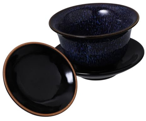 TOPPERFUN 1 Juego Juego De Té Cubierto Bochas Taza De Té Vintage Sopera Tazón De Té Taza Tapa Bol Taza De Degustación De Kung Fu De Porcelana Taza De Té Tradicional China Cerámica