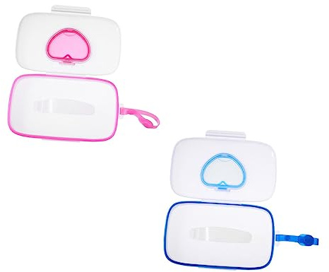 2pcs Baby Wipes Case Portable Pp Reusable Tissue Box for Travel | Fresh-lock Lid, One-hand Use, Shopping Bags and Diaper Bags, Compact Wipe Holder for Daily Outings Random Color