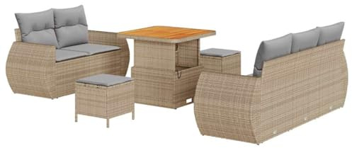 vidaXL Gartensofa-Set 8 STK. 5-Sitzanzahl Beige und Hellgrau