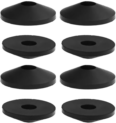 8pcs Non Slip Toilets Seat Fixing, Toilet Seat Fittings, M8 Rubber Washers Toilet Seat Fixings, Replacement Conical Hinge Fitting for Conical Washers, Loose Seats Black