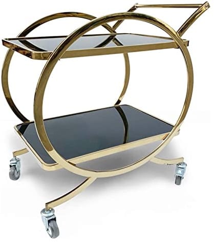 Eleganter D-Glas-Barwagen mit Rädern, tragbarer Teewagen für Cocktailpartys und unterhaltsamer, stilvoller Servierwagen für Zuhause und Veranstaltungen
