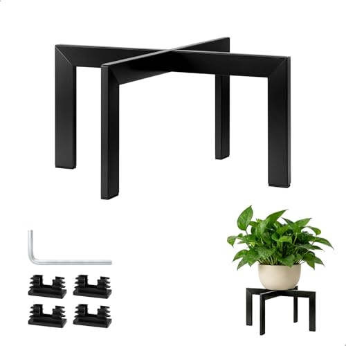 letuxaamz Pflanzenständer, Blumenständer Pflanzenhocker, Erhöhungsständer 15cm Höhe Metall Schwarz Stabil für Blumentopf Innenbereich Balkon Garten, Einfache Montage