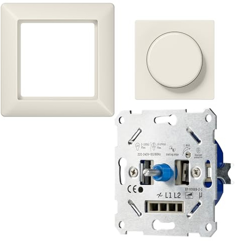 proventa LED Dimmer Unterputz 250W -> Komplettset mit Jung AS 500 weiß <- LED Drehdimmer für LED & Halogen - Phasenabschnitt - 2-Draht Technik